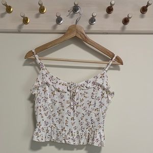 Garage White Tank Top with Flower Pattern